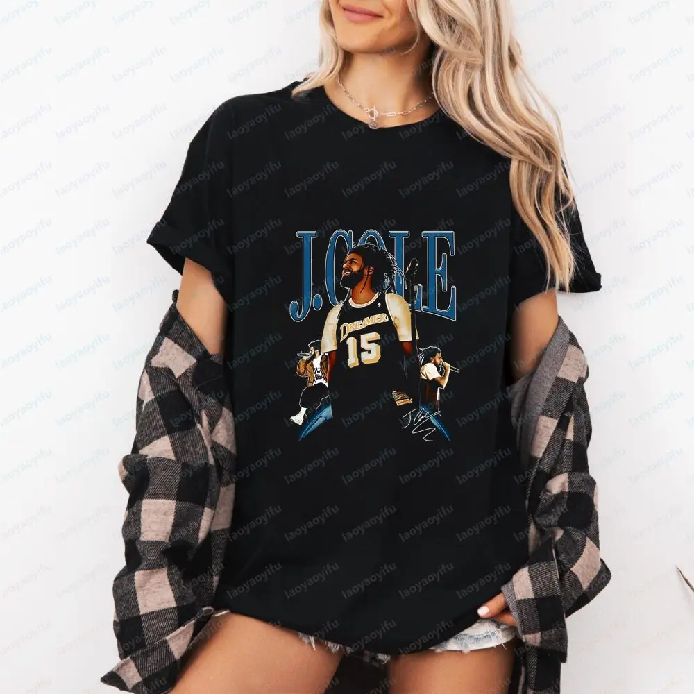 J Cole - Summer Loose Trendy Short-Sleeved Men's and Women's Universal Pattern Large-Sized Comfortable T-Shirt