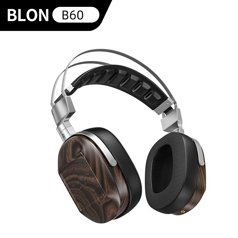 BLON B60 Headphone 50mm Beryllium-Coated Diaphragm Wooden HiFi Over-Ear Close-Back High-purity Copper Cable Headset Earphone