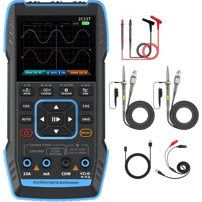 

2C23T Digital Oscilloscope Multimeter DDS Generator 3 in 1, 2 Channels, 10MHz Bandwidth, 50MSa/s Sampling Rate, 10000 Cou