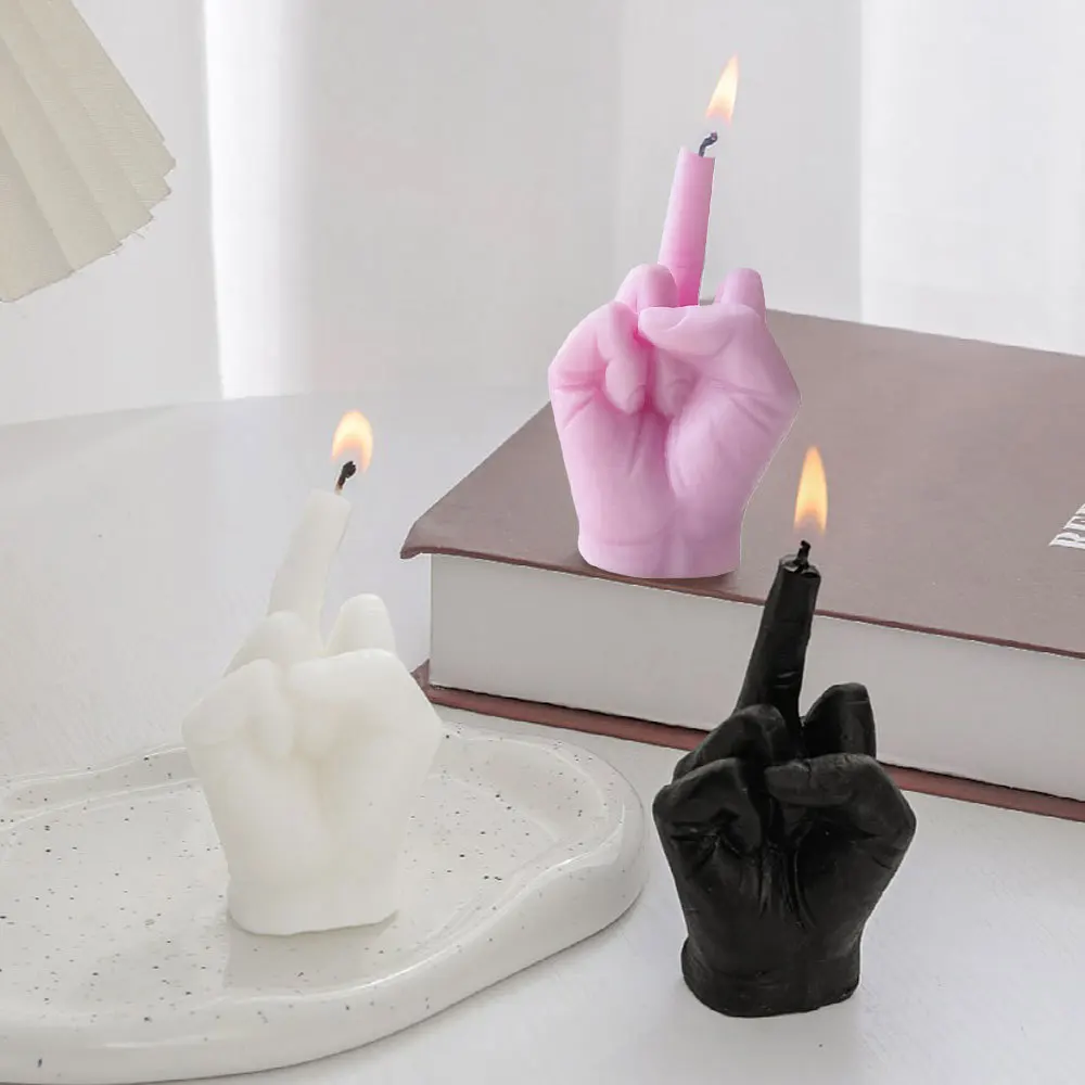 Creative Candles Middle Finger Shaped Gesture Scented Candles Niche Funny Quirky Gifts Home Decoration Ornaments Birthday Gifts