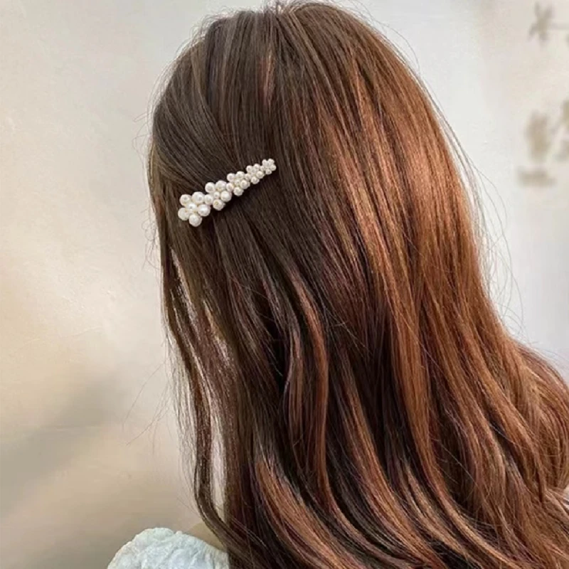 

1pc French girl flower pearl hair clip ins style gentle retro bangs clip edge clip hair accessories