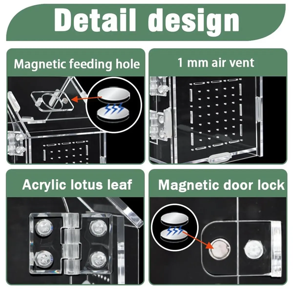 &A11I Acrylic Jumping Spider Enclosure Versatile Reptile Enclosure for Tarantula,Gecko,Chameleon,,,and Hermit Crab
