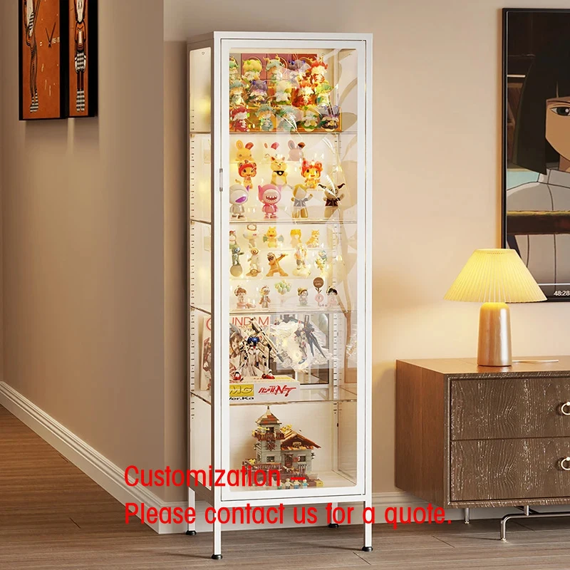 custom.High-end Modern Living Room Home Office Display Cabinet Metal Multi-Tier Display Rack Drawers Glass