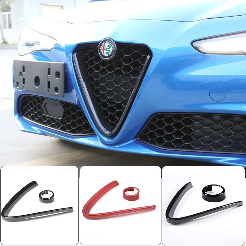 For Alfa Romeo Giulia Stelvio 2017 2018 2019 2020 2021 2022 2023 ABS Plastic Front Grill Decoration Frame Car Accessories