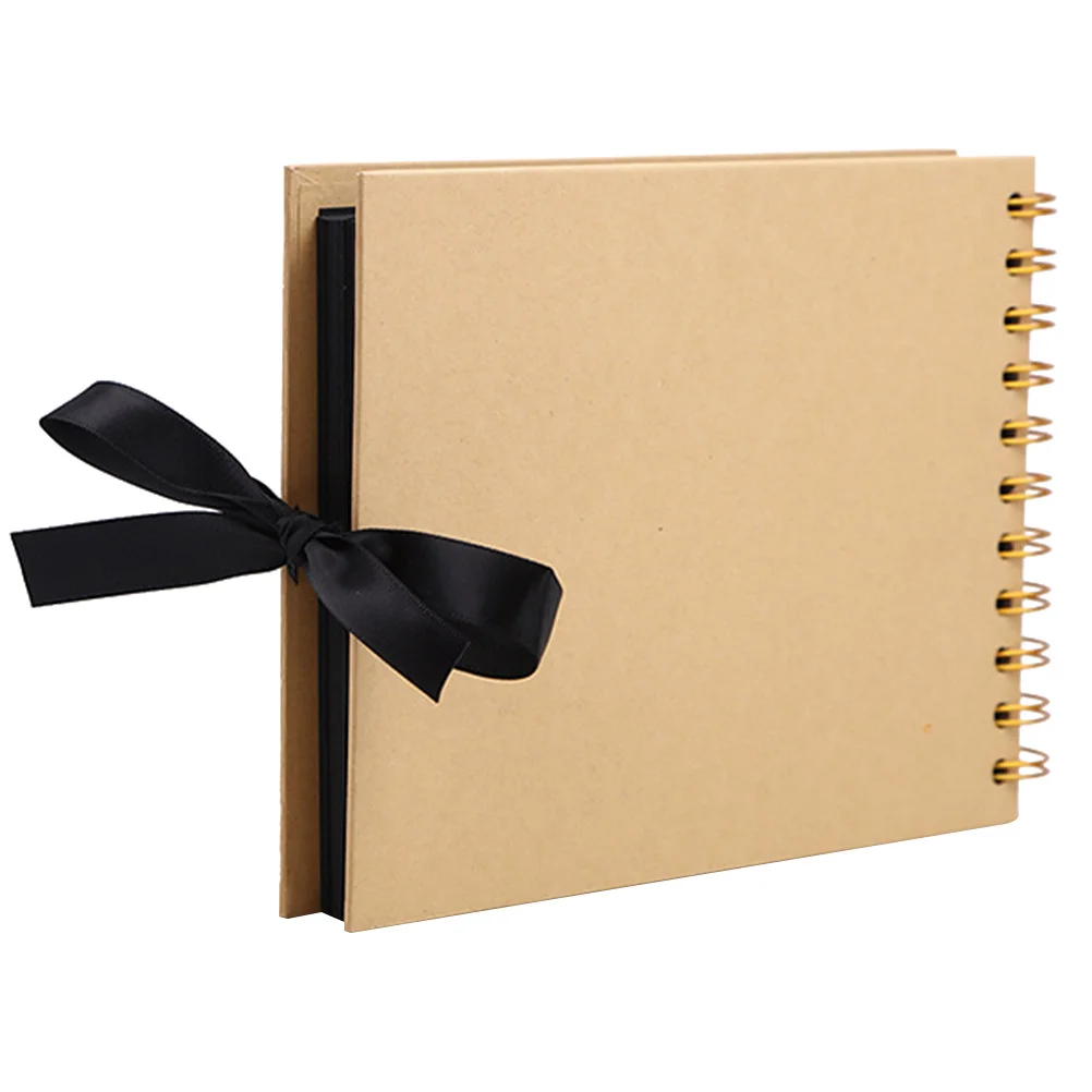 

A5 Ribbon Bowtie Photo Album Scrapbook Handmade Diy Vintage Black Page For Family Travel Wedding Memory Retro Picture Collector