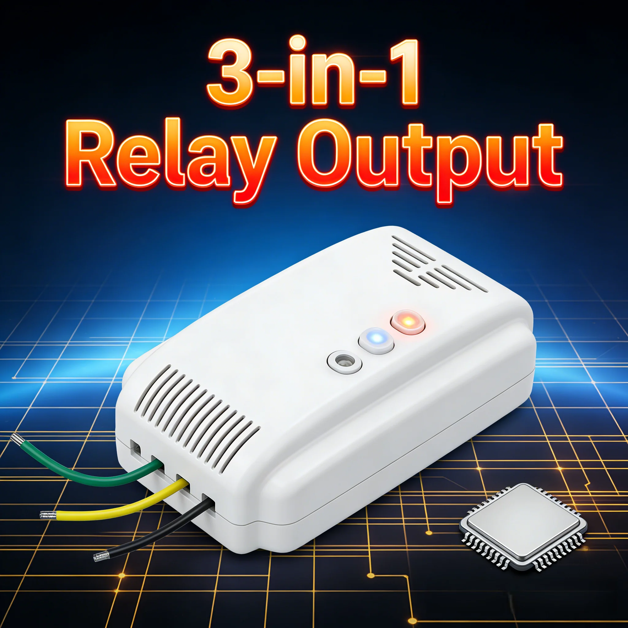 

High-Stability 12V Gas Leak Detector, 85dB Alarm Auto Reset, Relay Output for Home/Kitchen/Factory/WHS