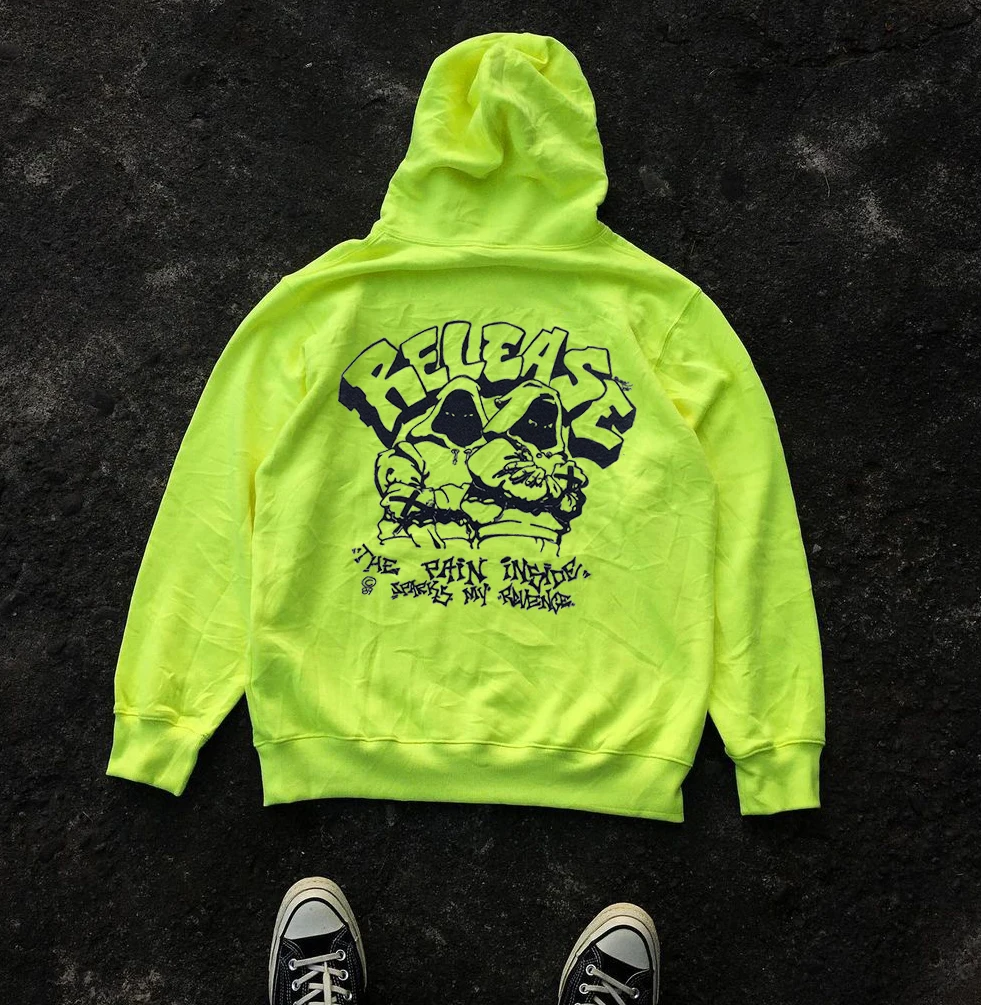 Y2K Millennium Sweet Spicy Style Couple Matching Hoodie Pure Cotton Large Loop Back Zipper Hooded Sweatshirt Black Face Bad Boy