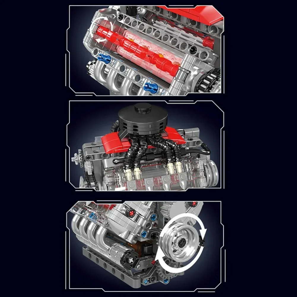 Mould King – moteur 10171 LSX454 V8, modèle de Simulation motorisé, blocs de construction à entraînement électrique, pièces de voiture techniques, jouets cadeau
