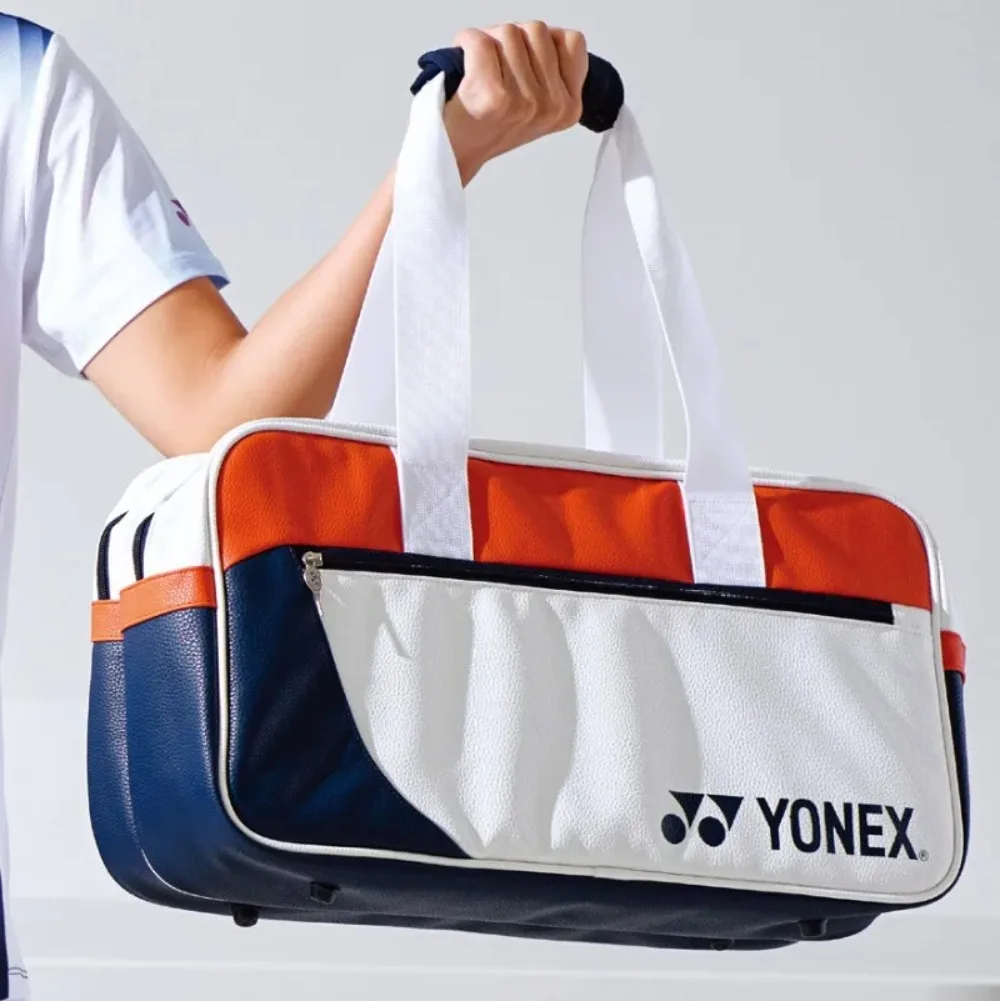 YONEX-bolsa deportiva para raqueta de bádminton, de alta calidad, duradera, de cuero PU, Mini torneo, 2-3 piezas, Unisex, blanco