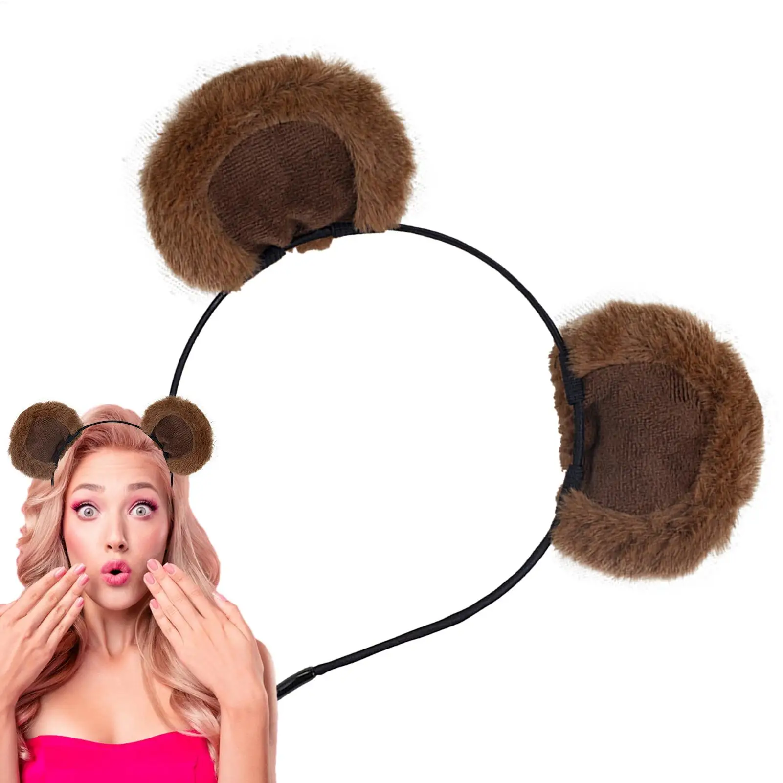 

1PCS Plush Bear Ear Headbands - Soft & Adorable, Unisex Accessory for Daily, Parties, Cosplay, Ideal Gift for All Ages