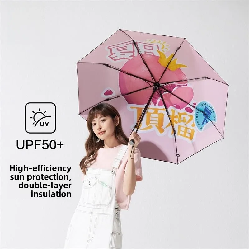 

Portable Outdoor Sunshade Umbrella Banana Leaf Fruit Series UV Protection Windproof Three-umbrella Sun Blocking Rain And Sun ...