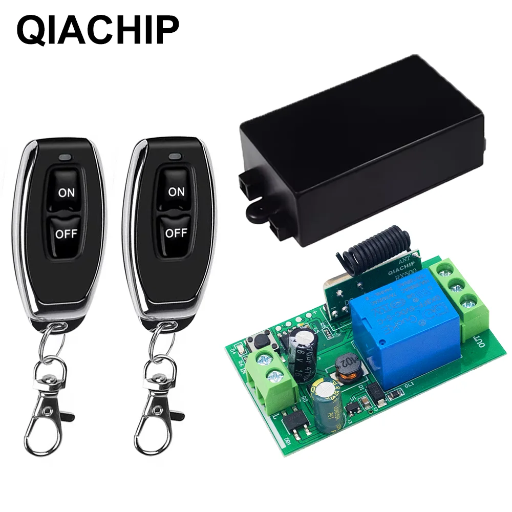 

QIACHIP 433Mhz Wireless Remote Control Switch AC 110V 220V 1CH Relay Receiver RF Transmitter For Garage Door Lights Motor DIY