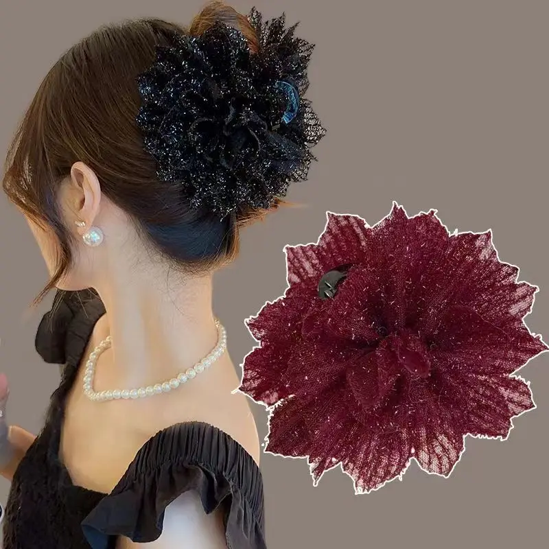 

Набор из 2 модных заколок-крабов с кружевными цветами, эксклюзивный стиль, высококачественный аксессуар для волос для женщин и девушек