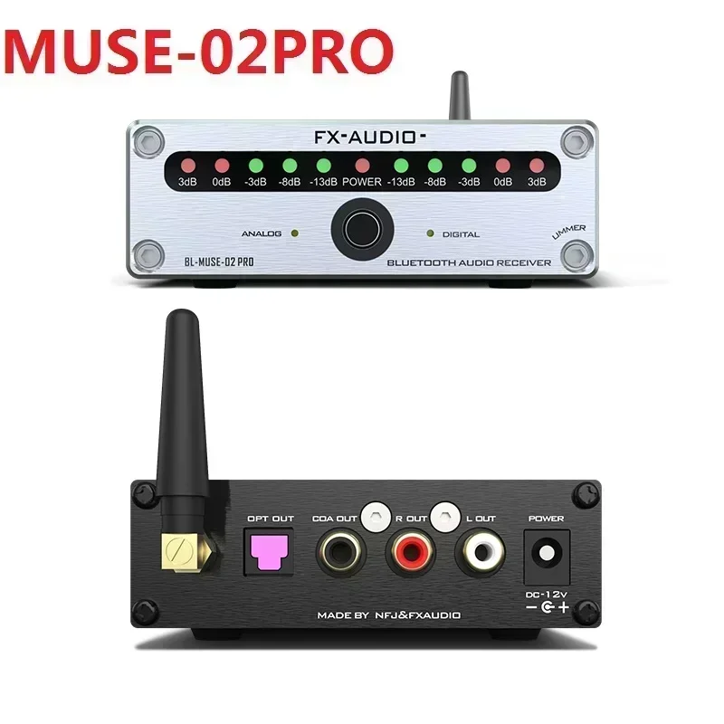 2022 FX-Âm Thanh Mới MUSE-02PRO QCC5125 Bluetooth@5.1 HiFi CD Cao Cấp Bộ Thu Âm Thanh APTX/LDAC Đầu Ra RCA/Quang Học/Đồng Trục 12V/1A