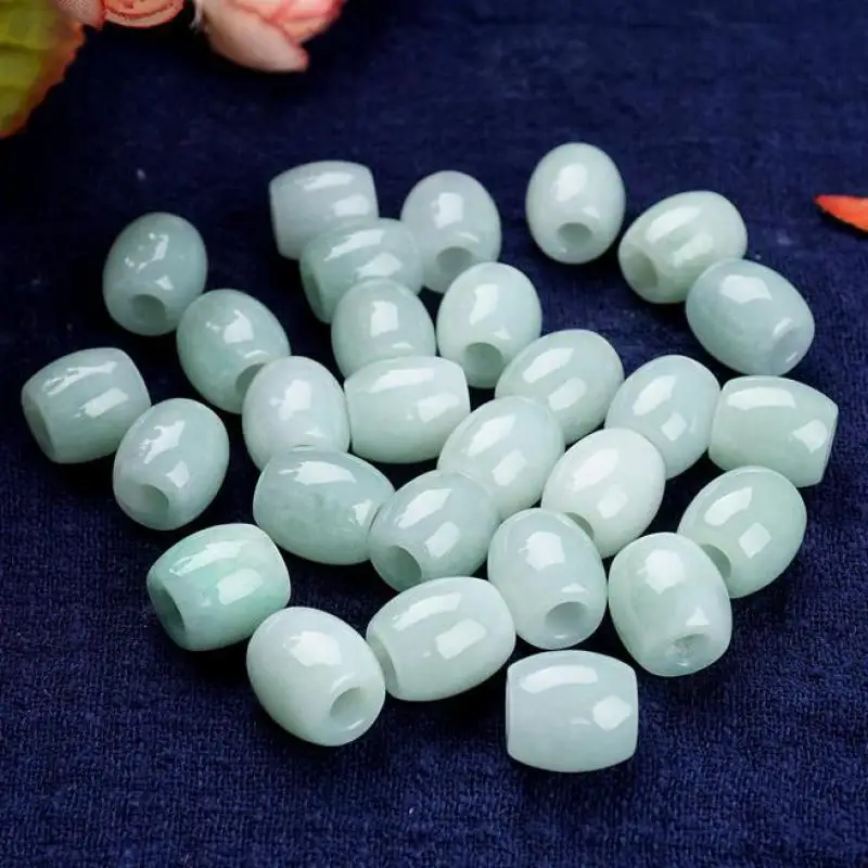 Natural Myanmar Jadeite Grade A Burma Jade Barrel Bead For Jewelry Making Diy Bracelet Charm Necklace Pendant Earring Accessorie