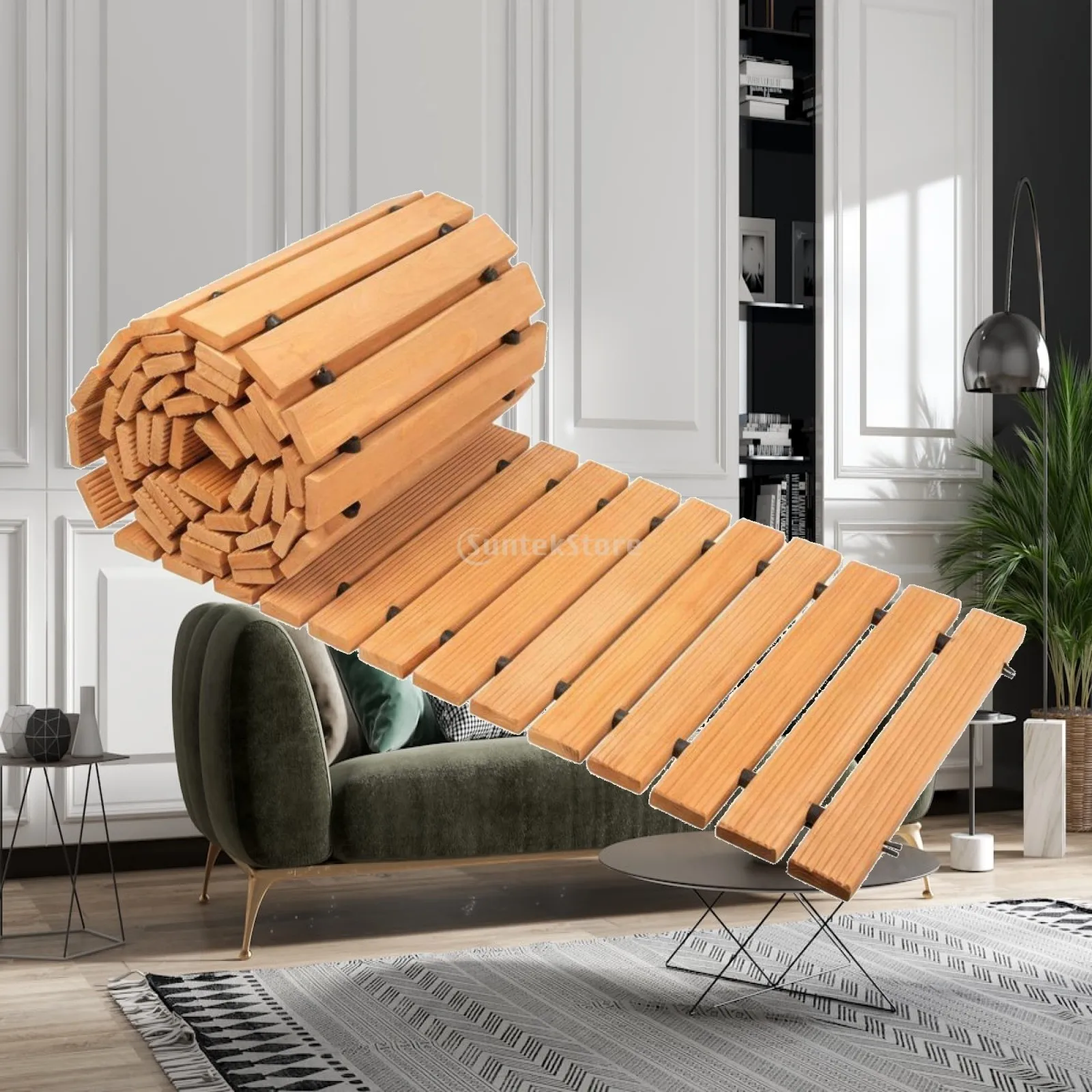 Wooden Garden Road Easy to Install Roll out Walkway Decorative Portable Wooden