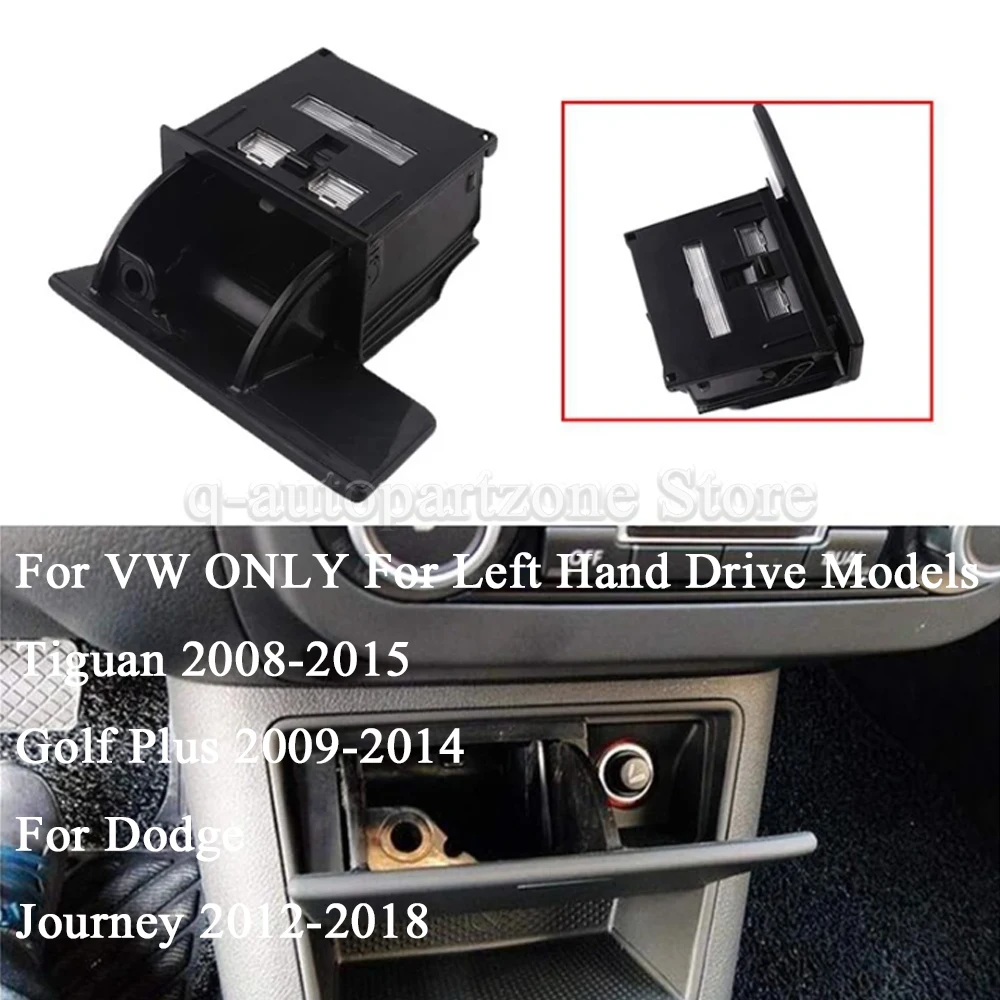 Ashtray Console Storage Box Insert For VW Tiguan Golf Plus 2009-2014 Black LHD 5M1857309B 5ND857961 Auto Parts