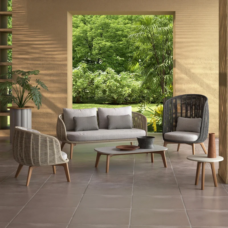 

Уличный диван для патио, сада, открытых пространств, стильный комплект для отдыха, из нержавеющей стали, водонепроницаемый и устойчивый к ударам.