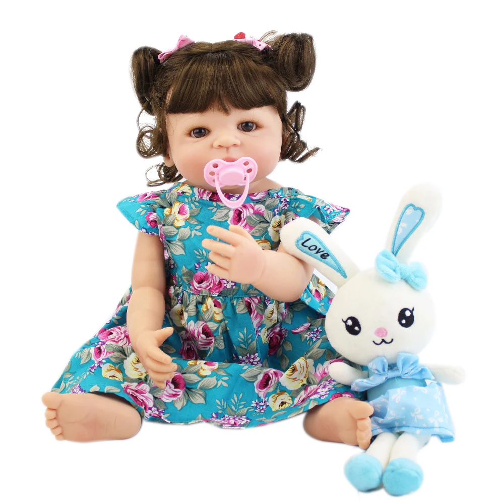 

BZDOLL 55cm Full Body Silicone Bebe Reborn Doll 22inch Lifelike Soft Vinyl Newborn Baby Alive Girl Bathe Toy