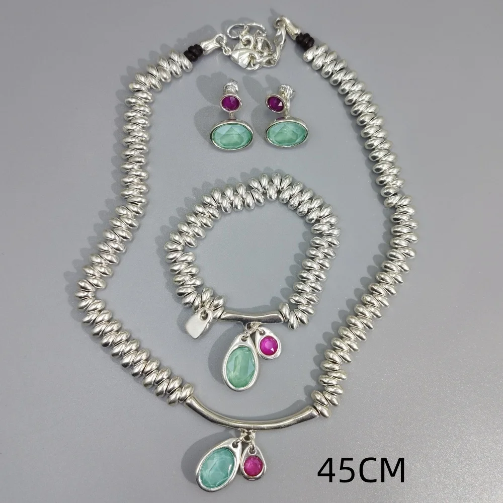 2026 Luxury Sparkling Irregular Colored Zircon Bead Bracelet Necklace Jewelry Set Banquet Gift