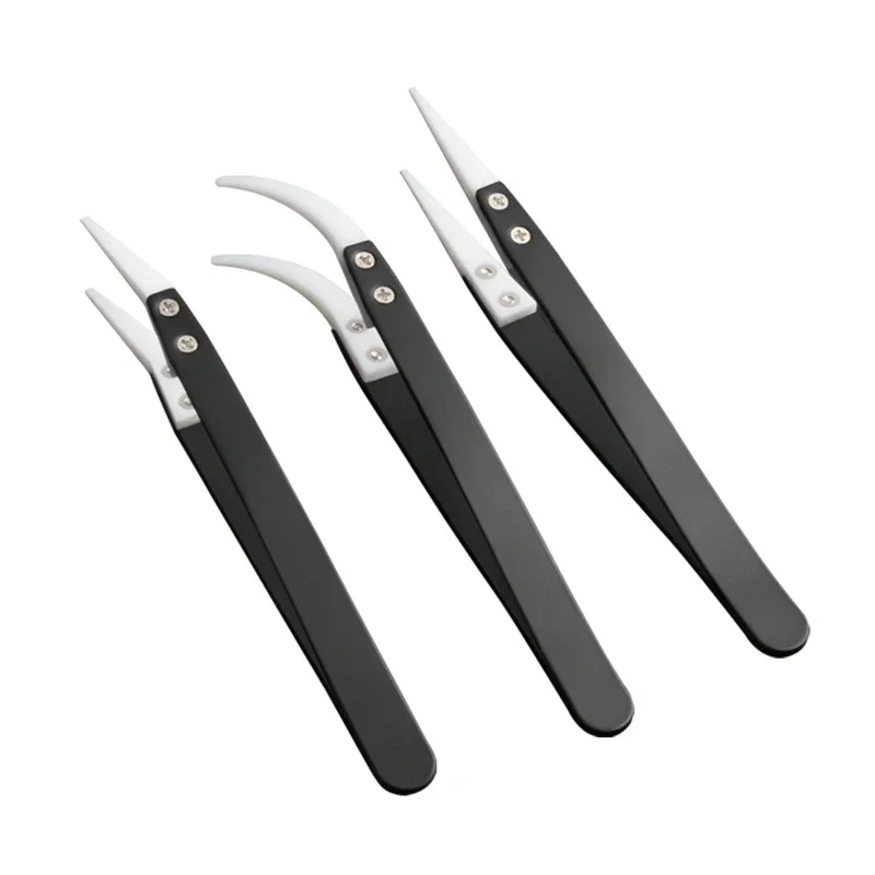 3 Cái/bộ Gốm Ngược Nhíp Cách Nhiệt Chống Tĩnh Điện Chịu Nhiệt Không Dẫn Điện Nhíp Thẳng Cong Đầu Dropshipping