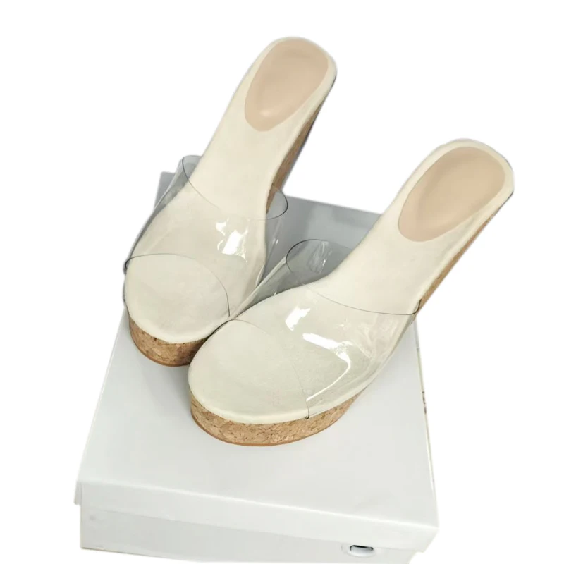 DIZHUANG Zapatillas de tacón alto de mujer de moda. Aproximadamente 15 cm de altura del tacón. Tacones de estilo extraño. Zapatillas transparentes. Tamaño: 34-46