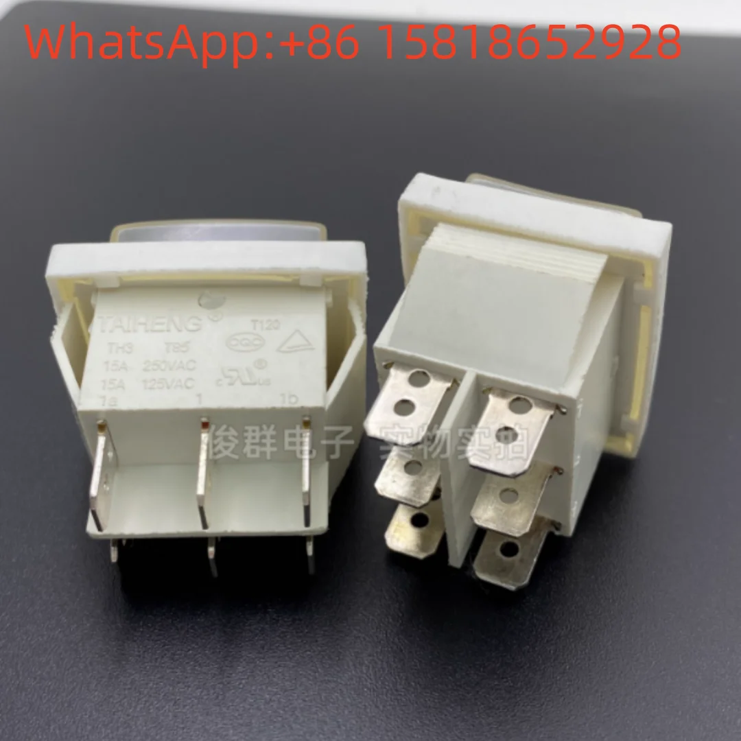 2pcs Taiwan TAIHENG rocker switch T120 with waterproof cover 15A high-power 6-pin 3-position rocker power button