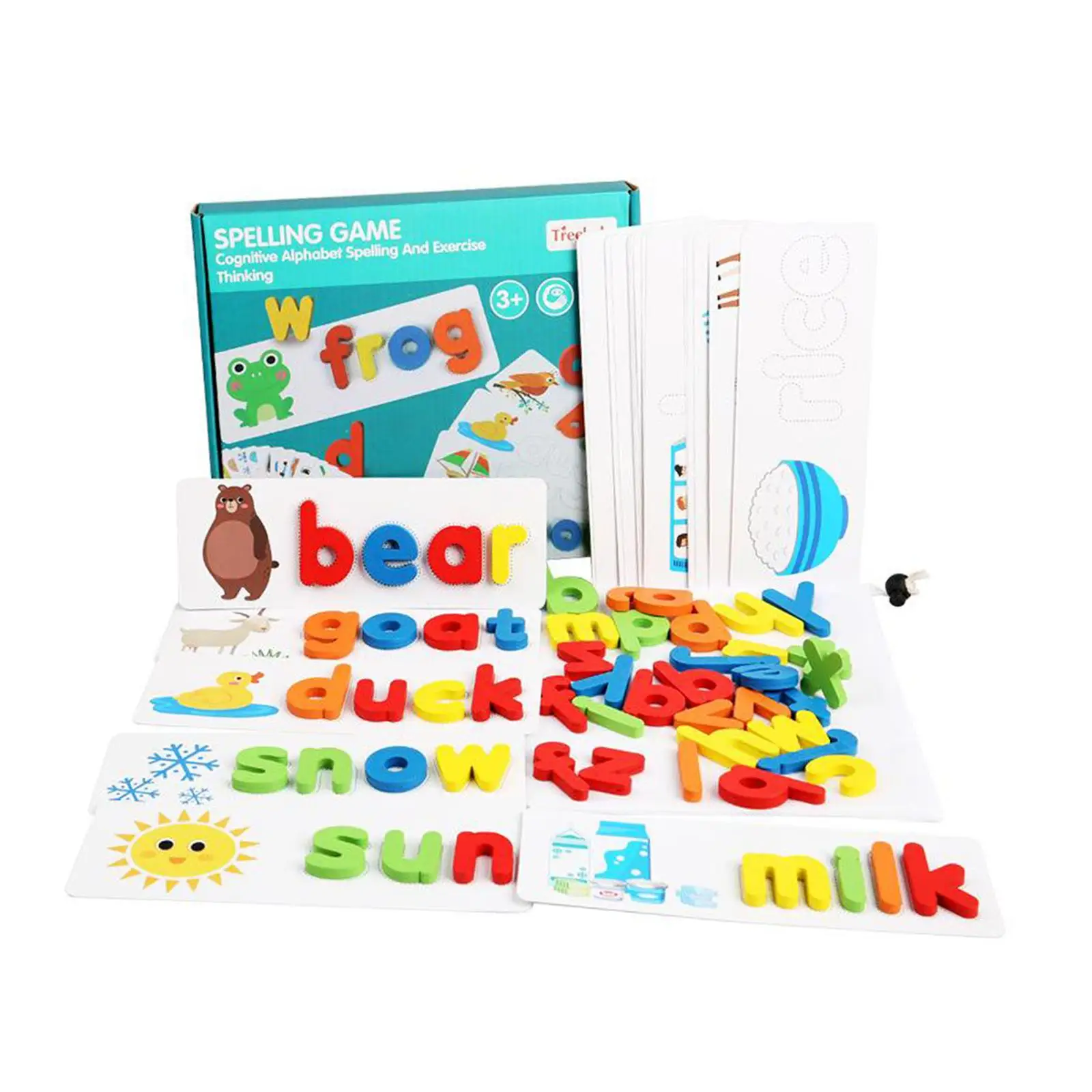 Hot Wooden Spelling Word Puzzle Game Toy Word Spelling Matching Game English Alphabet Learning Writing Skills with 27pcs