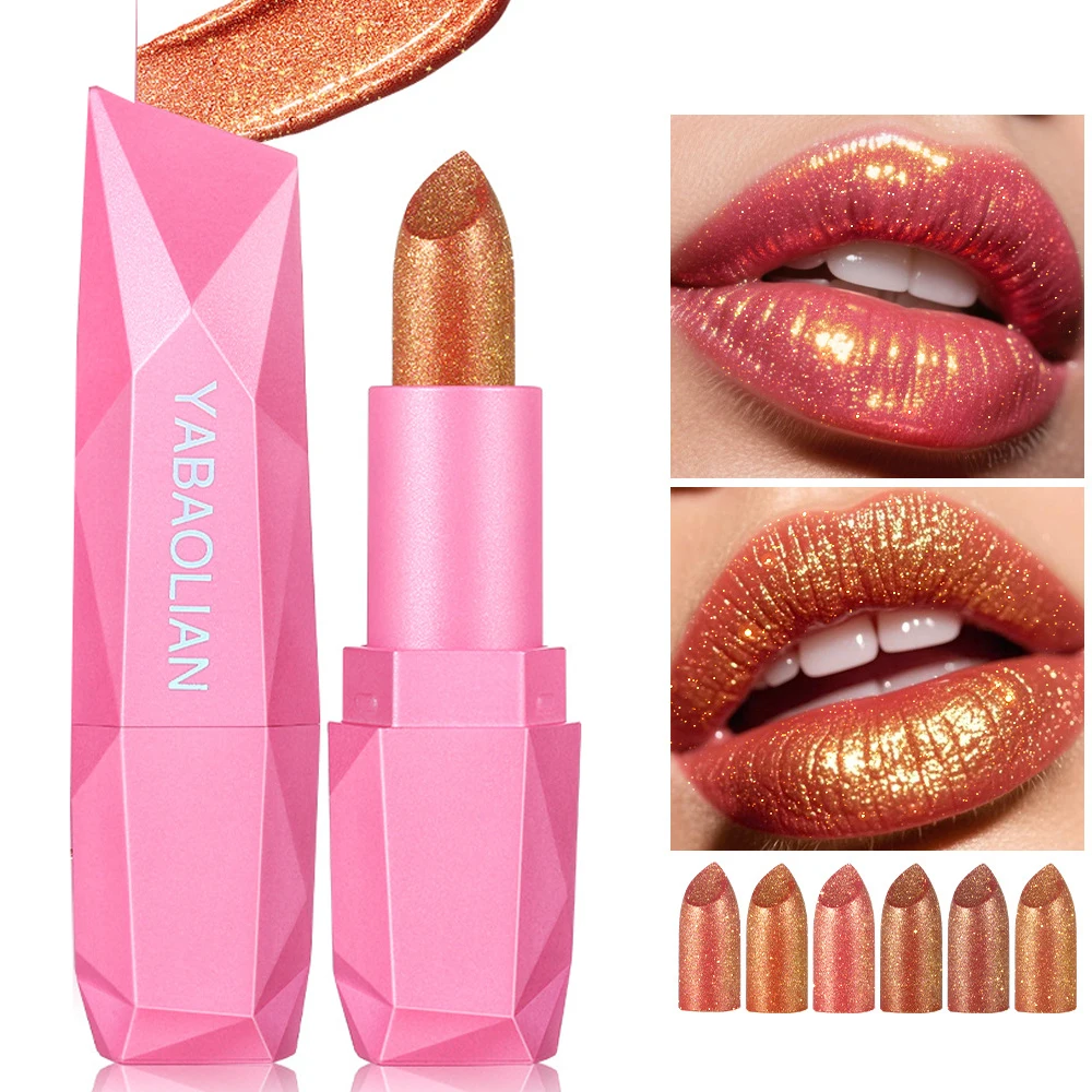 Rouge à lèvres métallique brillant à paillettes audacieuses et intenses, teinte nacrée, lèvres longue durée, maquillage mat pour personnes âgées, cadeaux pour