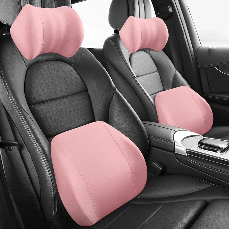 

Car Memory Foam Waist Pillow & Headrest - Lumbar Support Pad/Waist Cushion