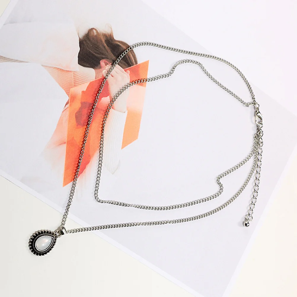 

Alloy Electroplated Vintage Waterdrop Pendant Double Layer Necklace Choker Women Wedding Party Banquet Jewelry