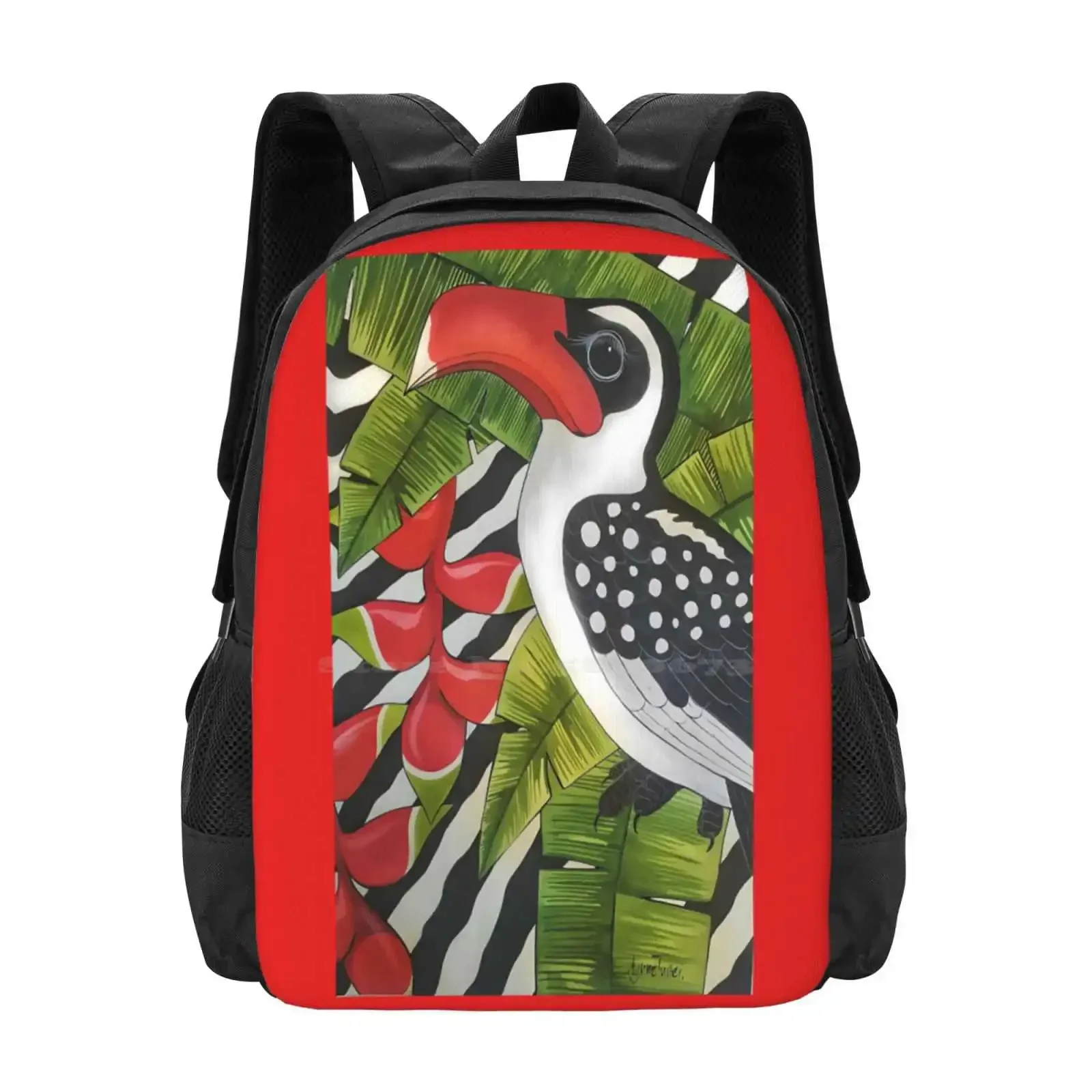 

Hornbill Hot Sale Schoolbag Backpack Fashion Bags Hornbill Safari Zebra Wildlife Bird Colorful Nature Jungle