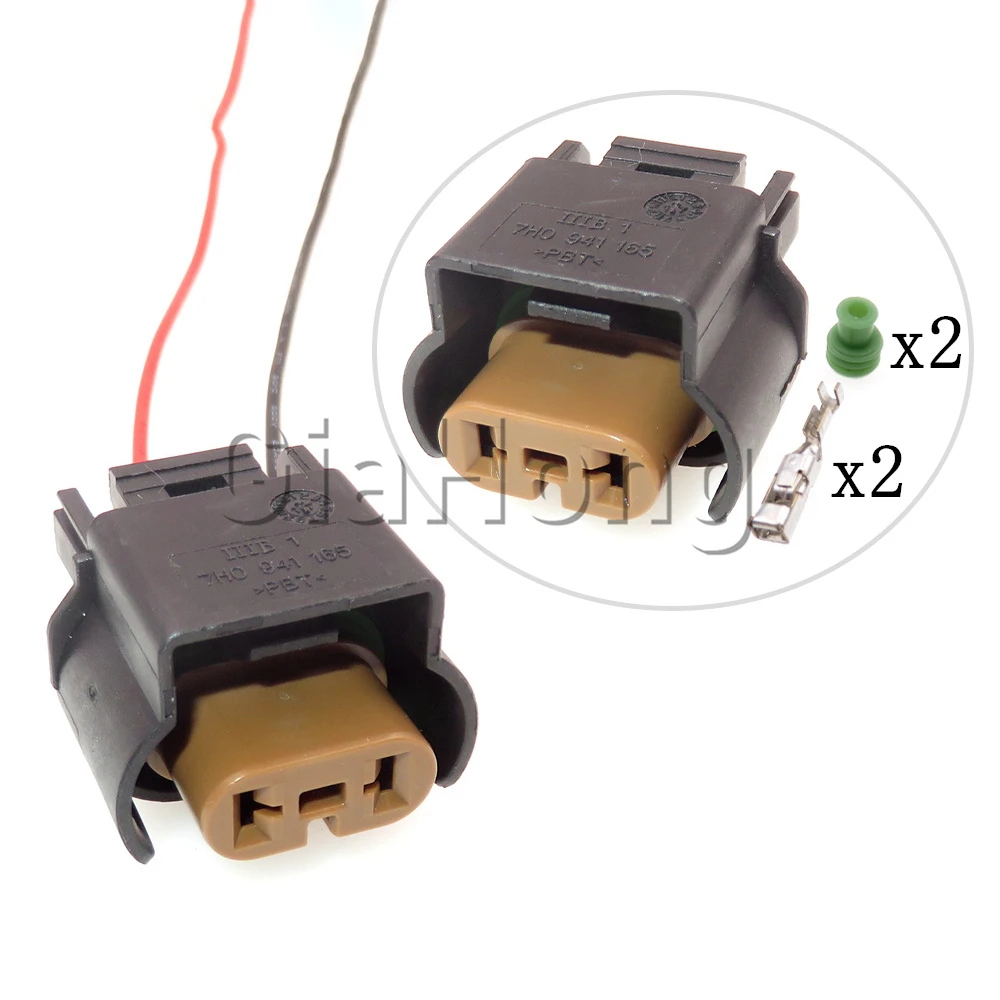 1 Set 2 Ways AC Assembly Wire Socket With Terminal And Rubber Seal Car Adapter 15336117 7H0941165 Automobile Fog Light Connector