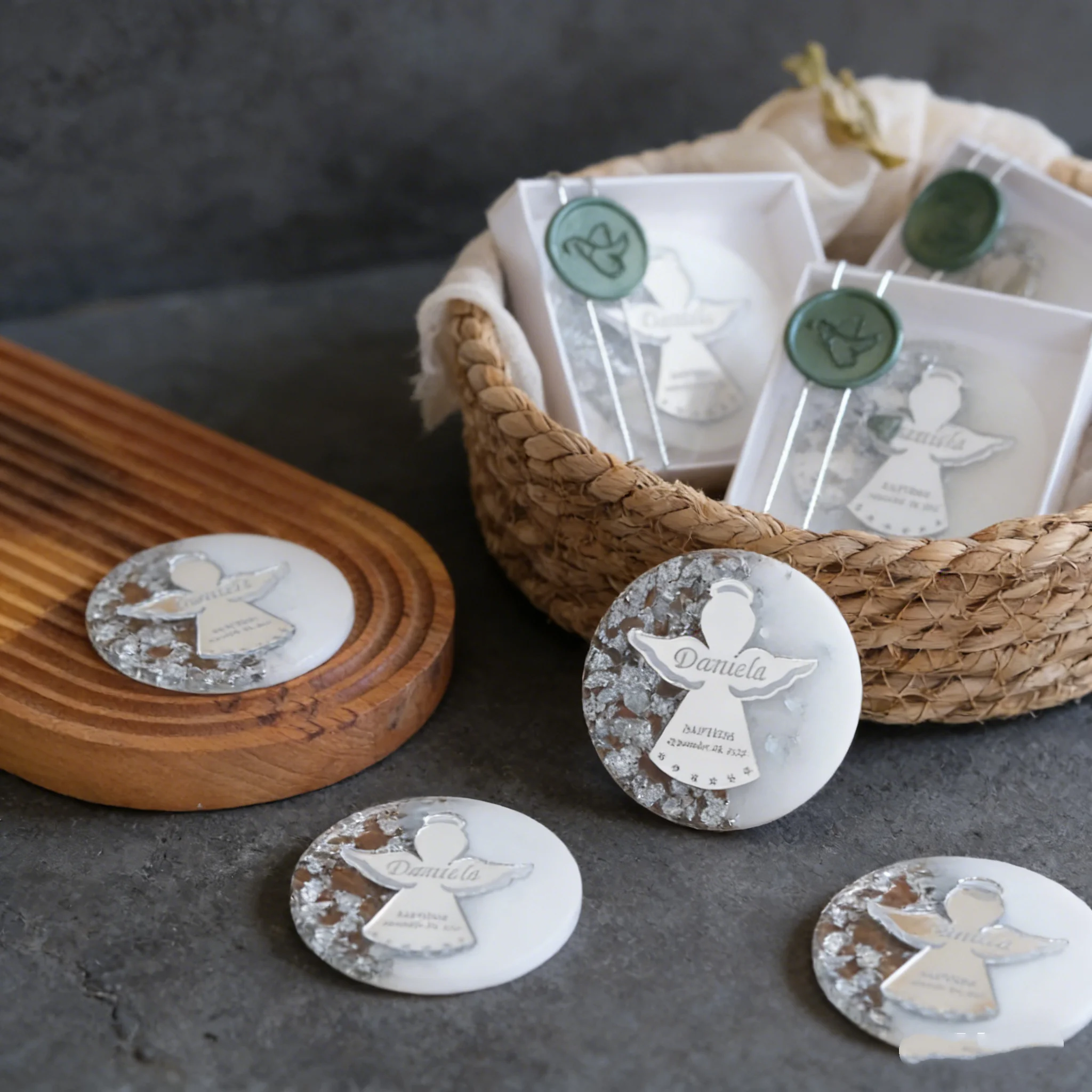 Custom Epoxy Religious Magnets | Handmade Baby Baptism Favors for Guests Bulk