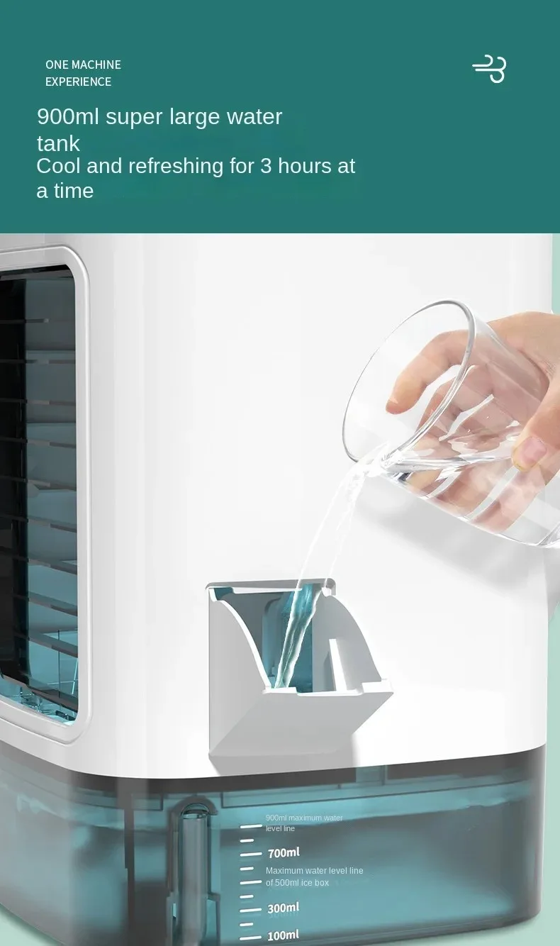 Aire Acondicionado Portátil para el Hogar, Ventilador de Escritorio con Doble Atomización Ultrasónica, 3 Velocidades, co