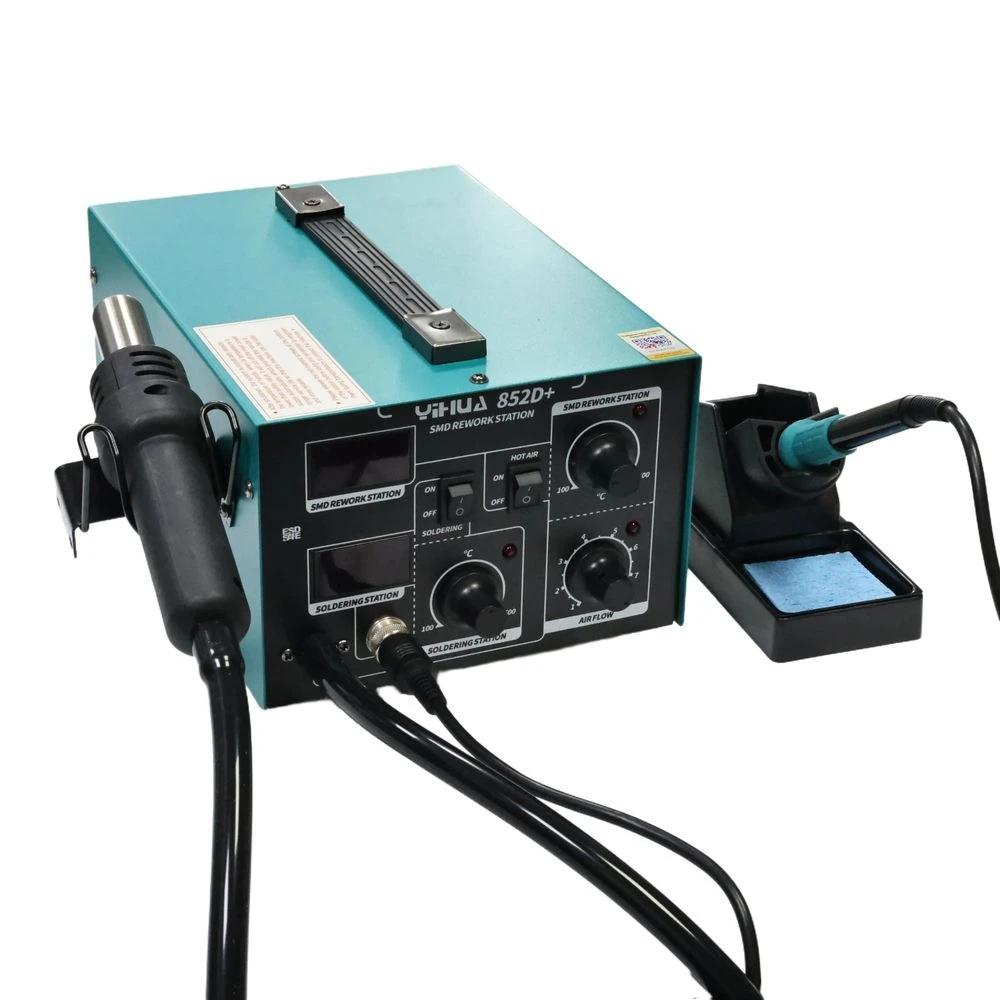 

YIHUA 852D+ SMD Rework Station 2 in 1 Hot Air Heat Gun Soldering Station for Industrial Electronics Repairing Maintenance
