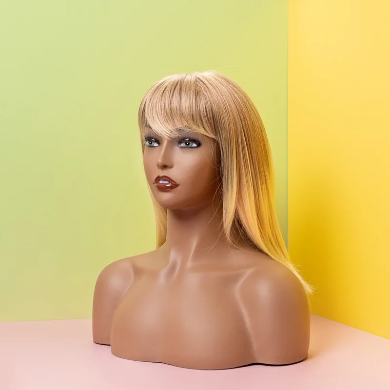 

Female Mannequin Head | European/American Skin Tone Wig Mannequin Head Half-Body Mannequin Head with Shoulders for Photography