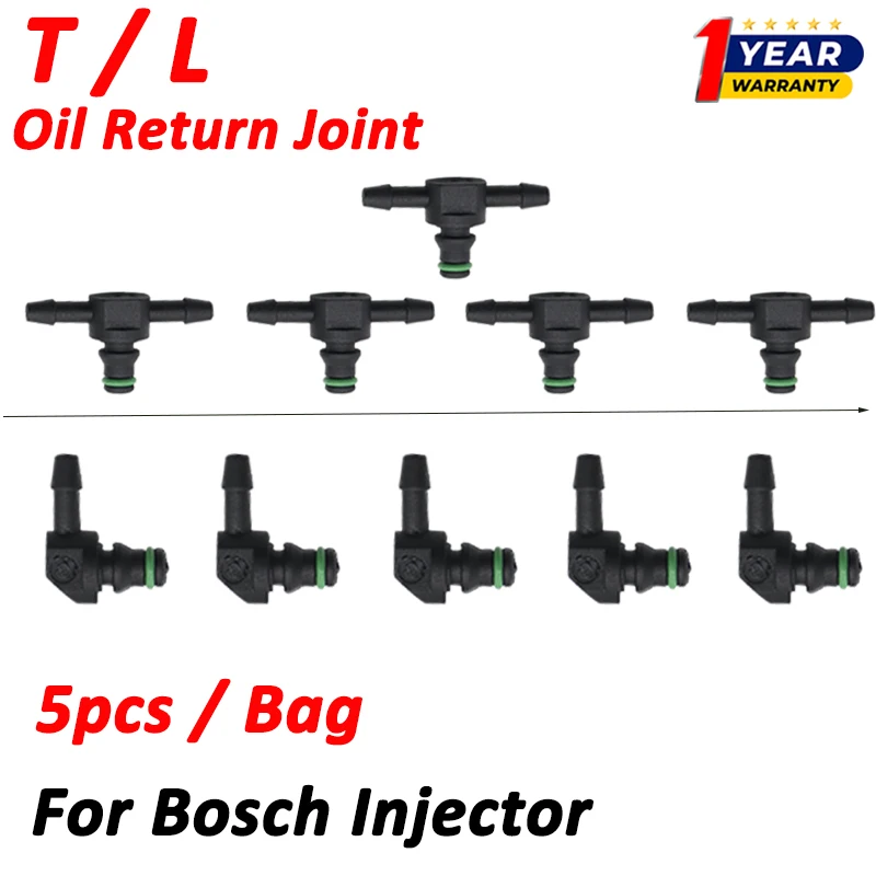 Joint de retour d'huile d'injecteur, Type T/L, connecteur d'injection à reflux, tuyau pour Bosch 0445110 0445120, 5 pièces