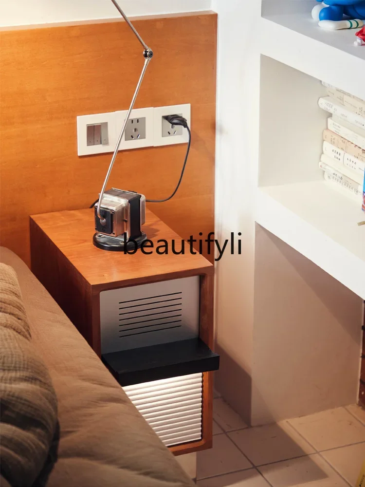 

Medieval solid wood bedside table cherry wood bedroom storage narrow cabinet