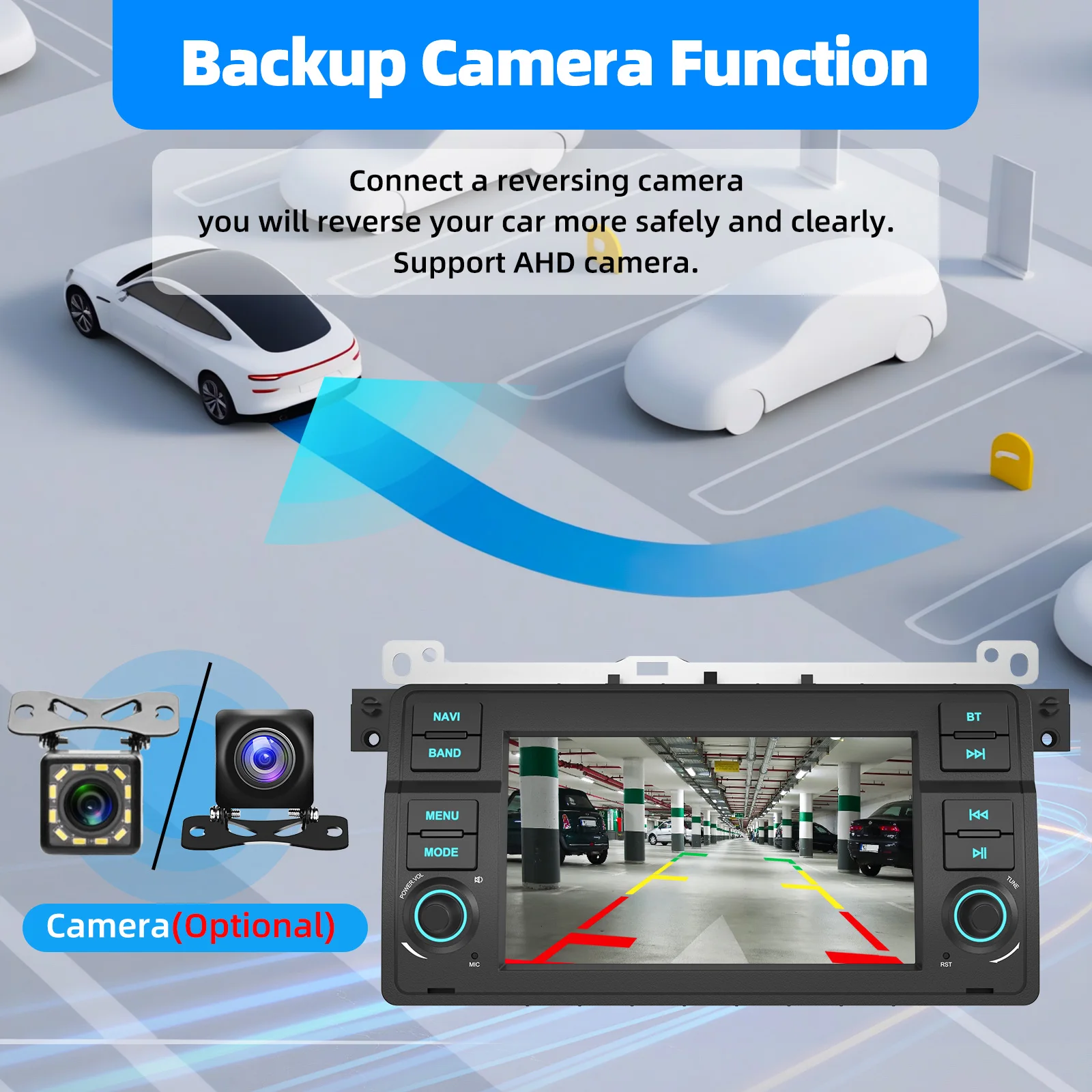 ESSGOO Drahtloses Apple Carplay Android Auto Autoradio für BMW E46 M3 318/320/325/330/335 Rover 75 Coupe Android 15 64 GB 2Din GPS – Detail 13