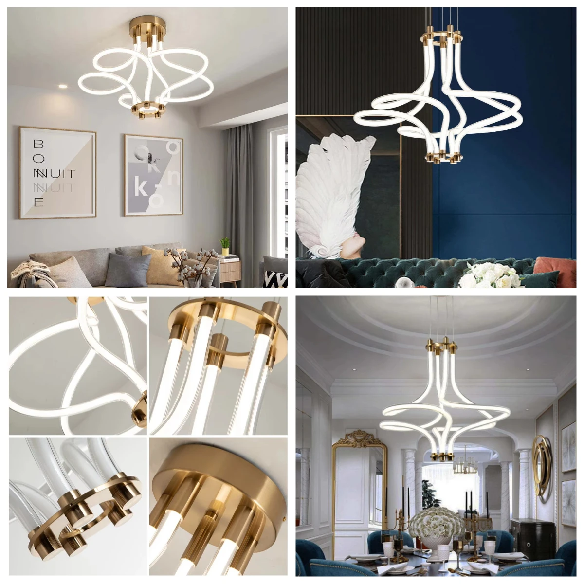 

*(2-piece set)New Design Pendant Lights Nordic Creative Led Acrylic Line Pendant Lighting Light for Living Room Bedroom
