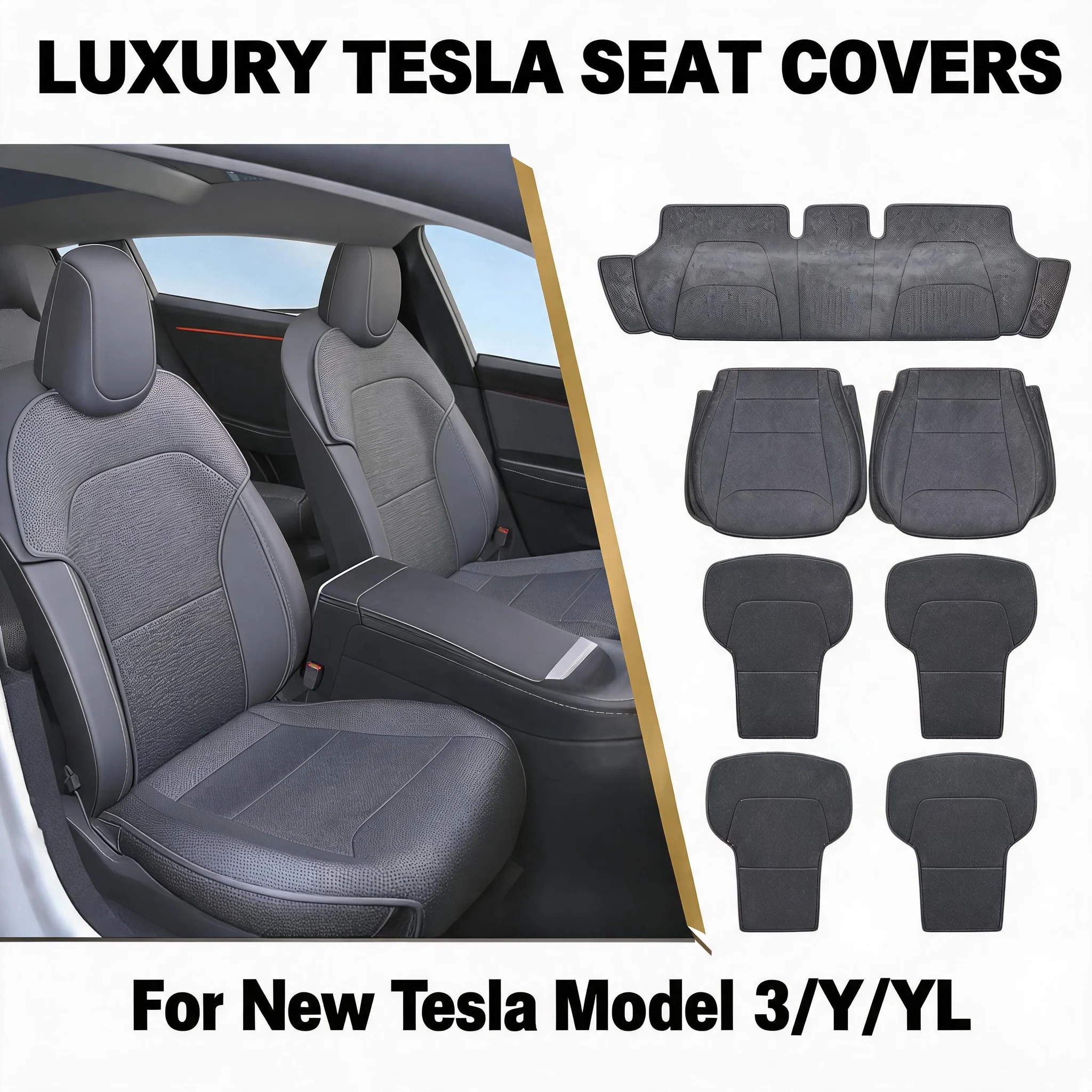 Breathable Leather Ventilated Seat Cushions for Tesla Model Y YL Juniper 2025+ Model 3 Highland 2024+ Universal Seat Cushion