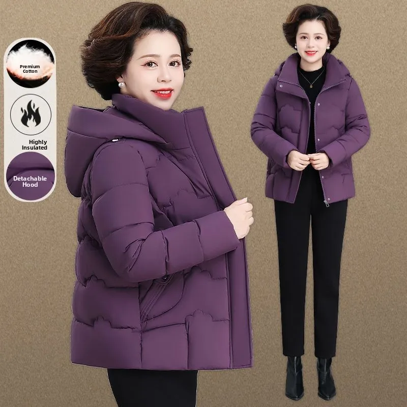 Thiened ort down コットンジャエット 中年および女性向け 冬用アウター キルティングコート 韓国風 スリーブロング