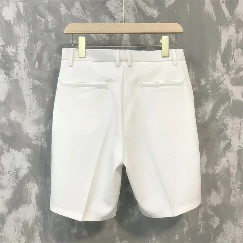 2024 New Five-point Pants Men's Summer Trend Casual 5 Points Mid Pants Wild Youth Loose White Suit Shorts Bermuda Masculina