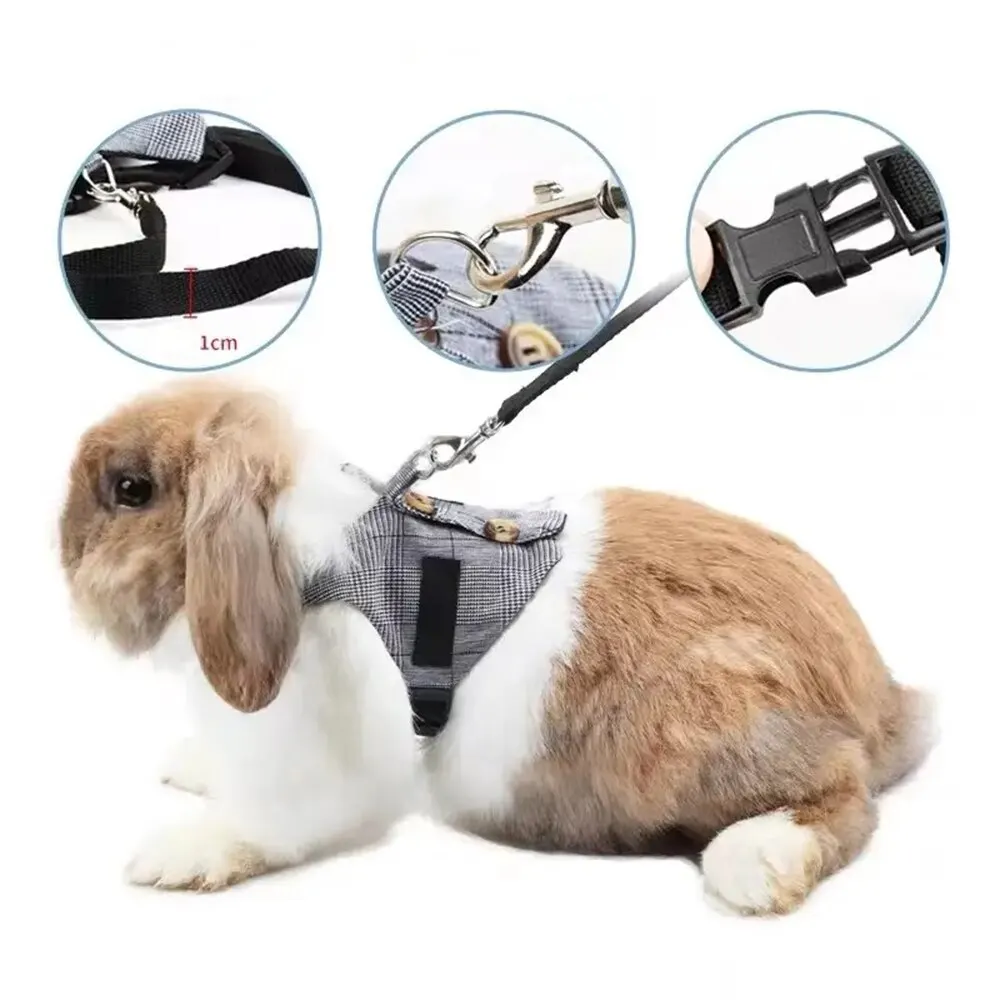 Cute Rabbit Harness and Leash Set Outdoor Walking Pet Harnesses for Small Animals Rabbits Teacup Dogs Clothes Cute Harness 1PC