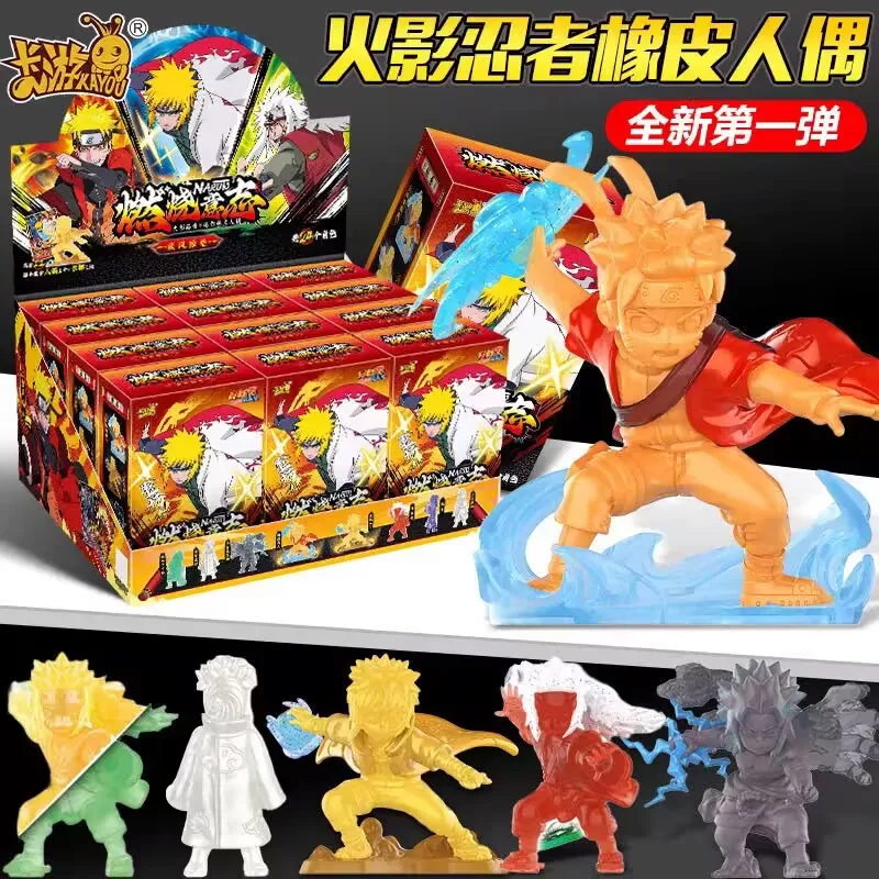 

In Stock Kayou Naruto Card Uzumaki Naruto Uchiha Sasuke Tsunade Rubber Doll Model Rare Card Figure Anime Game Hobby Gift Toy Box