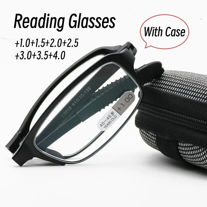 

Unisex Ultra Light TR90 Presbyopic Glasses Anti Blue Light High-definition Reading Eyewear Folding Portable Eyeglasses with Box