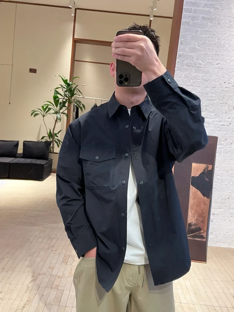 

Spring Summer New Sle Men's Loose Fit Casual irt Embroidered ket Stand Collar Thin Outerwear Breathable Polyester Cotton