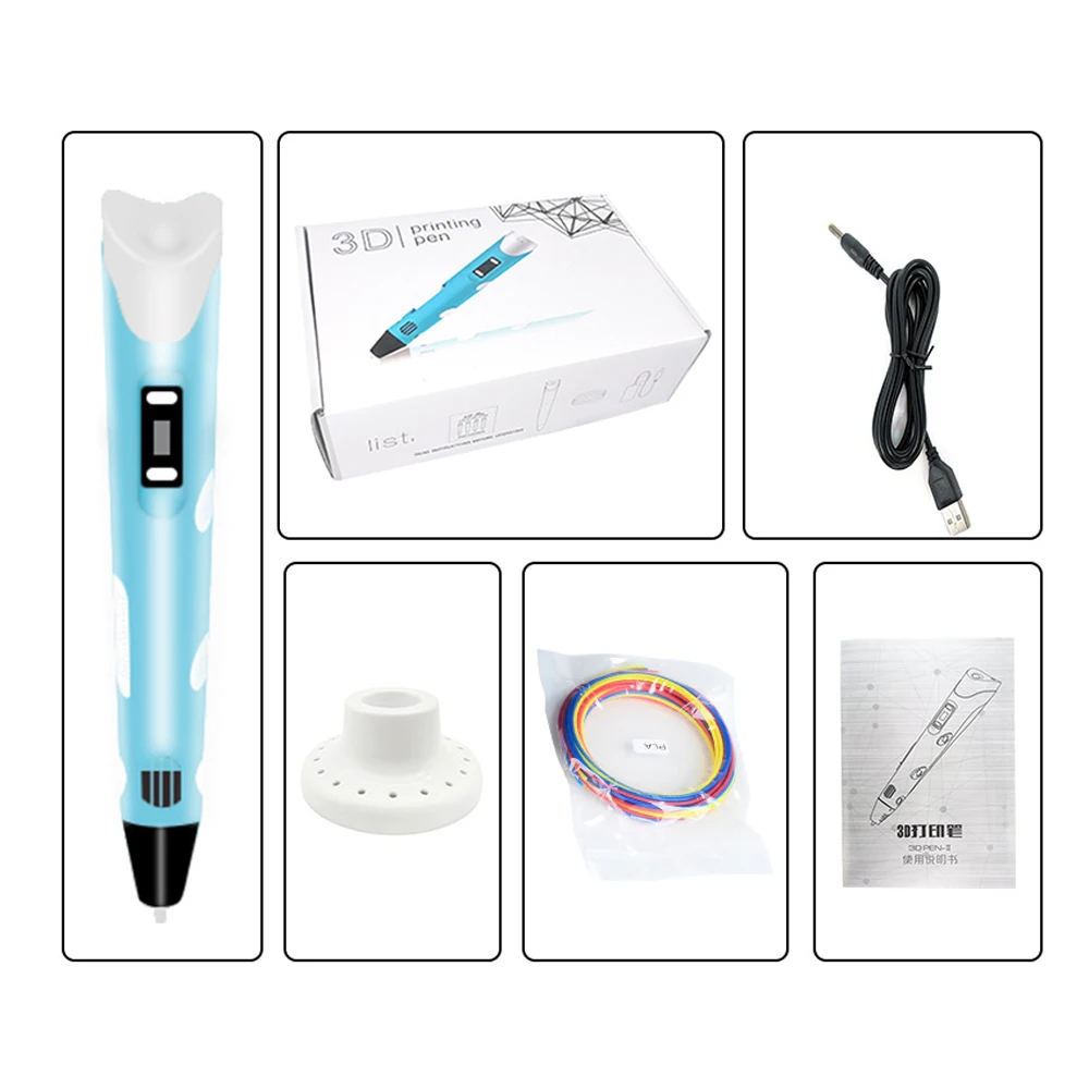 Stylo d'impression 3D amélioré avec LED, stylo d'impression 3D stéréoscopique professionnel, filament PLA, dessin artistique pour enfants et adultes, cadeau surprise