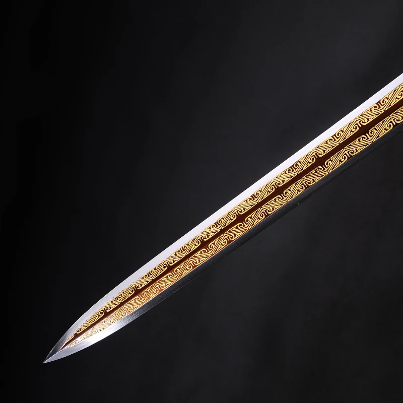 Full Size Real Metal Chinese Sword, Forged Damascus Steel Blade, Diamond Shape,Han Jian, Home Decoration Ornament - view 6